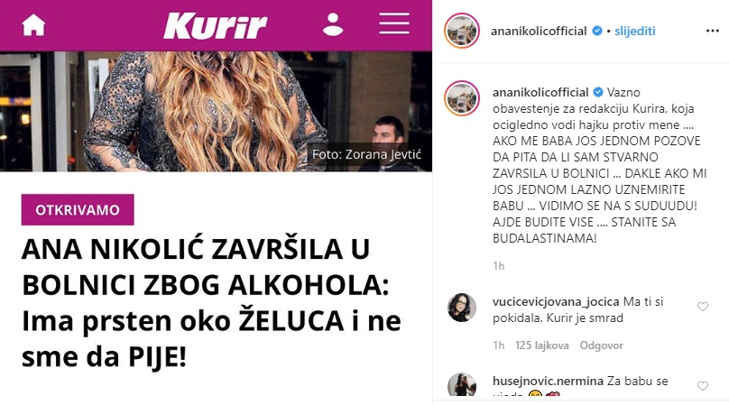 ANA NIKOLIĆ: UZNEMIRUJU MI BABU DA SAM U BOLNICI!