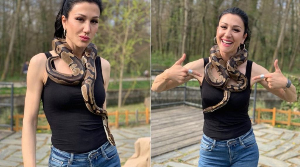 Ana Rucner u društvu s pitonom