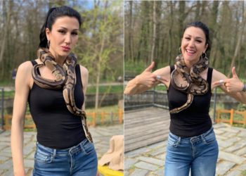 Ana Rucner u društvu s pitonom