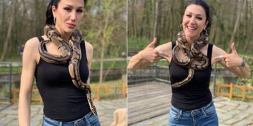 Ana Rucner u društvu s pitonom