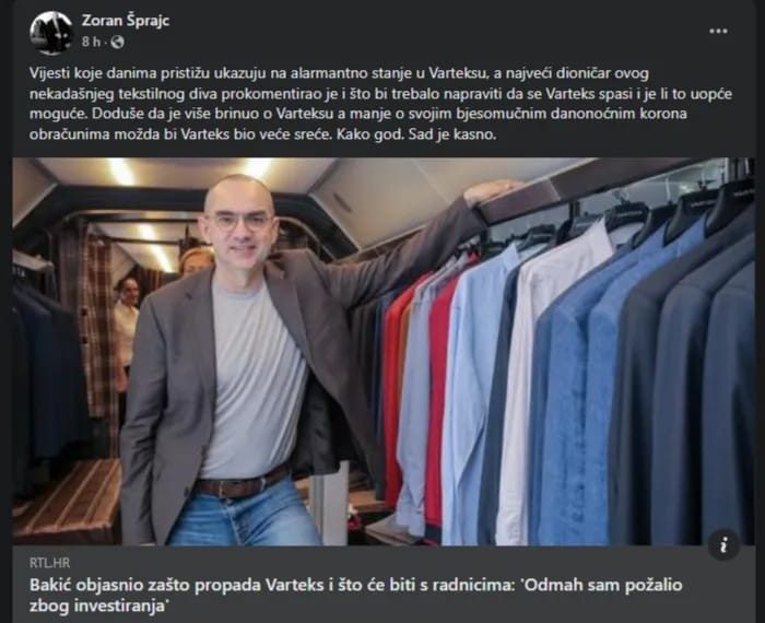 Varteks propada a Bakić se bavi Pandemijskim realizmom