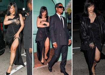 Rihanna snimljena na proslavi rođendana svog dečka, uskom crnom haljinom naglasila obline