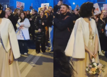 Novosađanka se nakon svog vjenčanja pridružila protestima i bacala bidermajer: “Koja Nobelovka je sljedeća?”